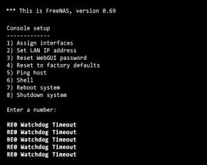 FreeNAS re0 Watchdog Timeout Error