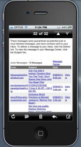 Postini Spam Summary on iPhone
