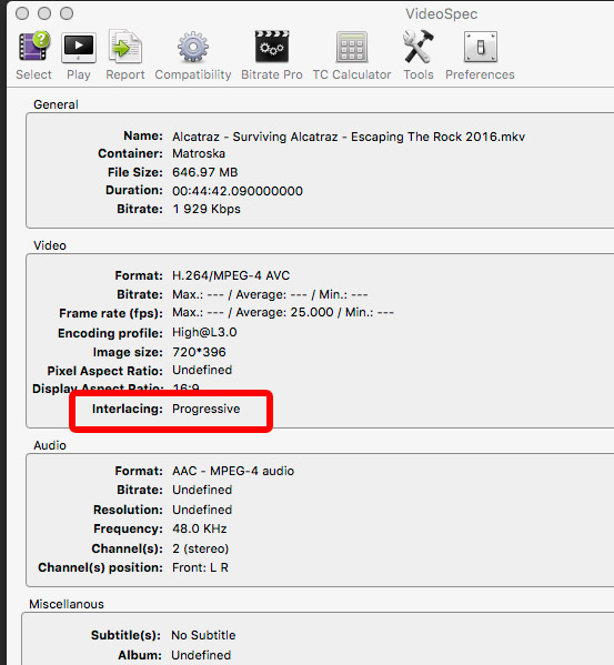 Interlacing Status in Video Spec