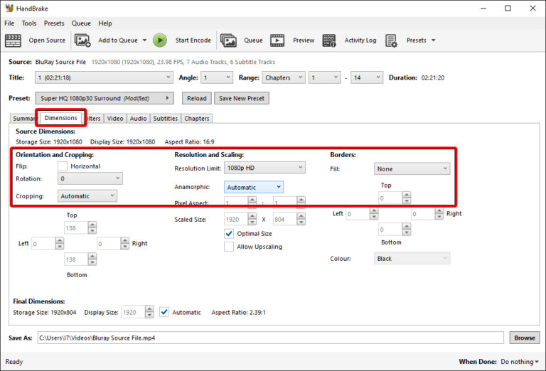 Best Optimal settings to Convert BluRay 1080p in Handbrake UPDATED