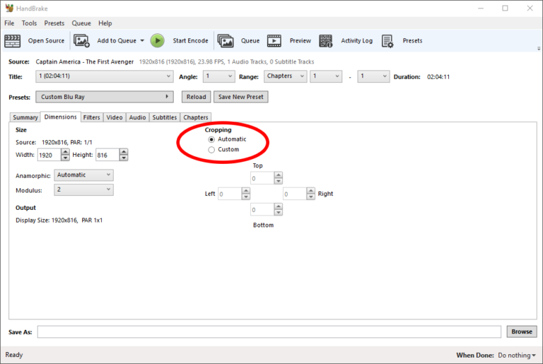 Easiest Best Optimal settings for Handbrake 1080p Blu Ray Video